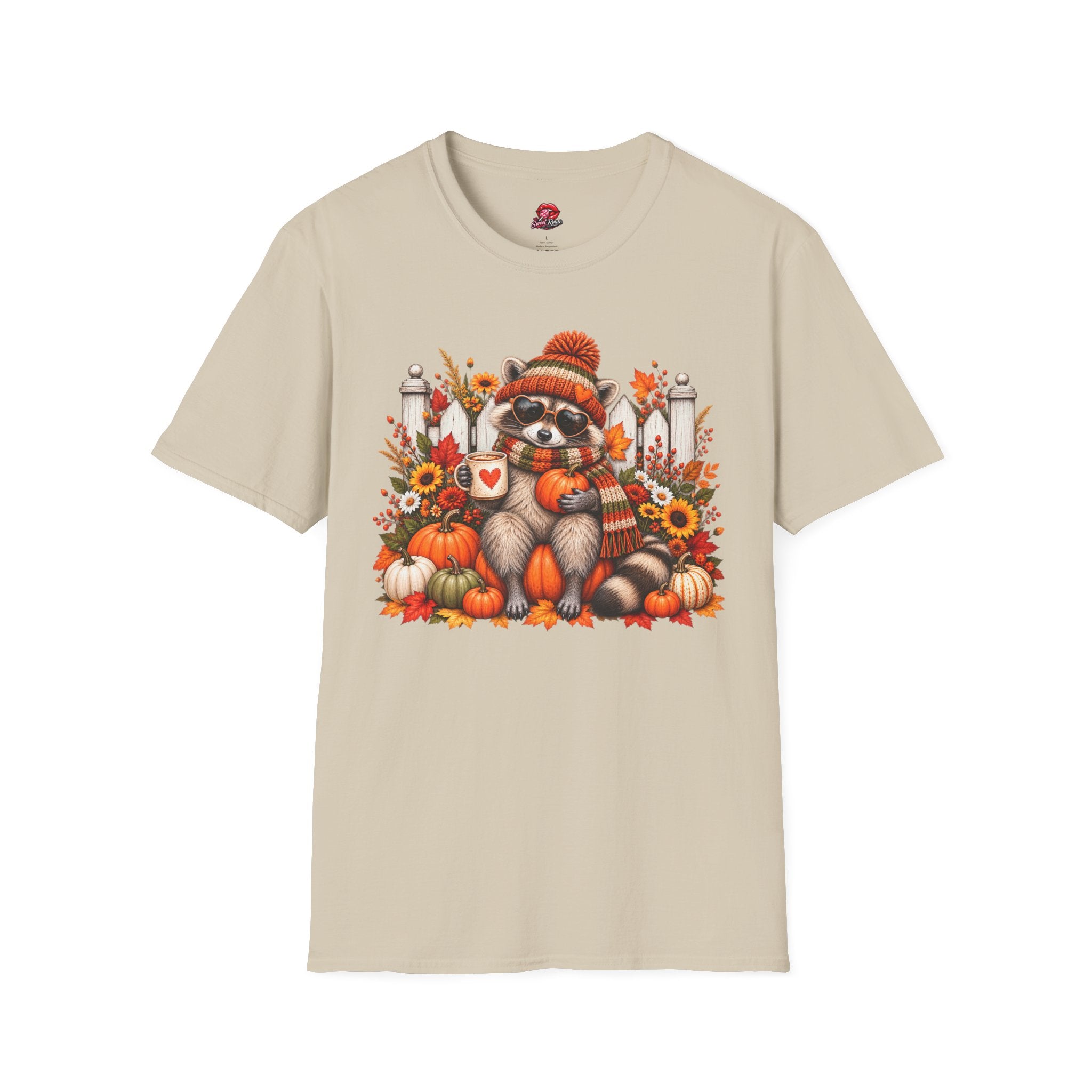 Cozy Fall Pumpkin, Sunflower RaccoonT-Shirt