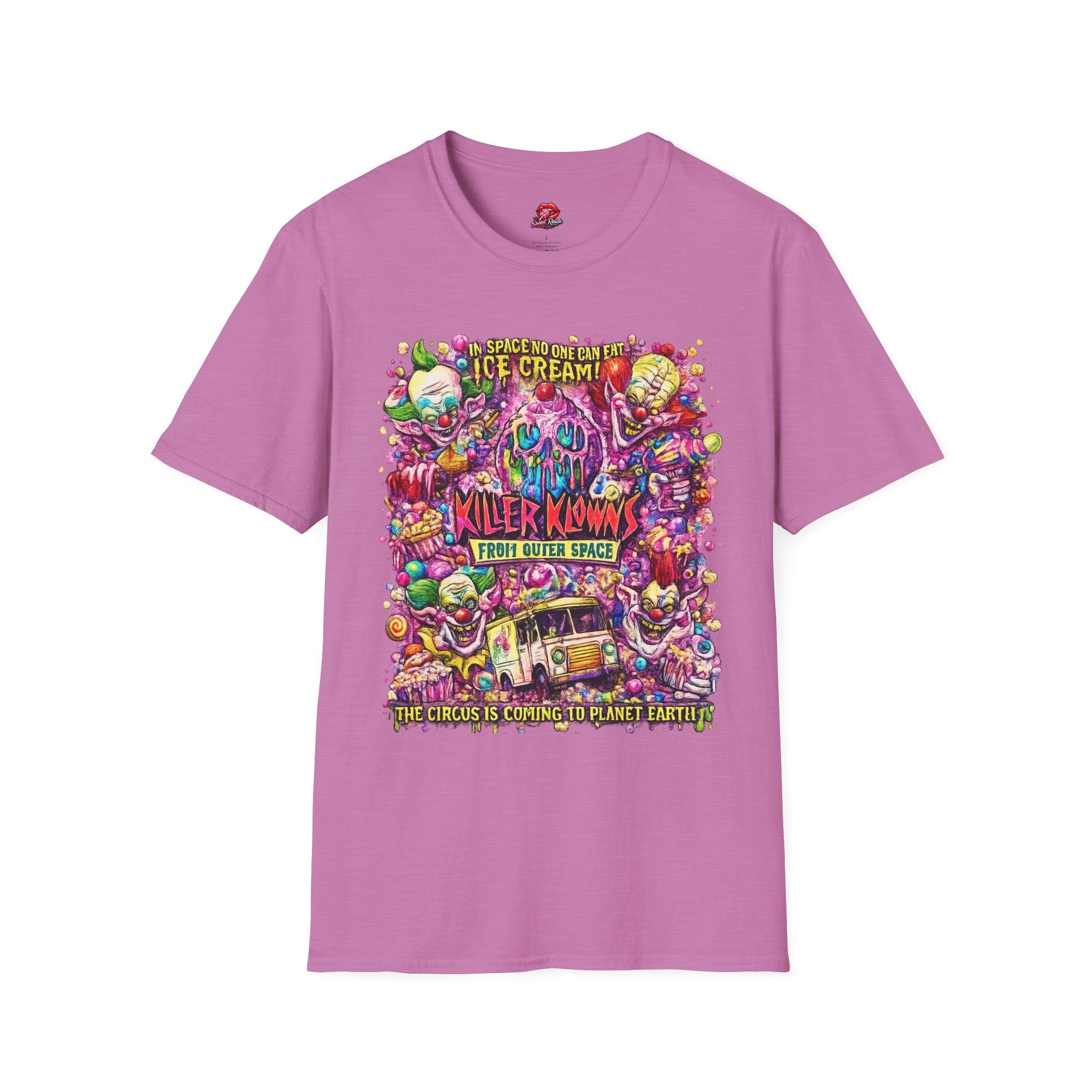 Killer Klowns Ice Cream Shirt | Retro Horror Movie T-Shirt | Vintage Creepy Clown Halloween Graphic Tee | Spooky Horror Fan Shirt