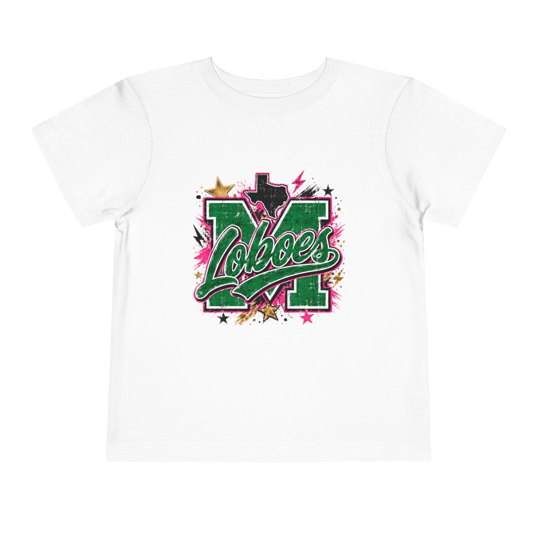 Toddler Tee Loboes Green & Pink Cheer Shirt