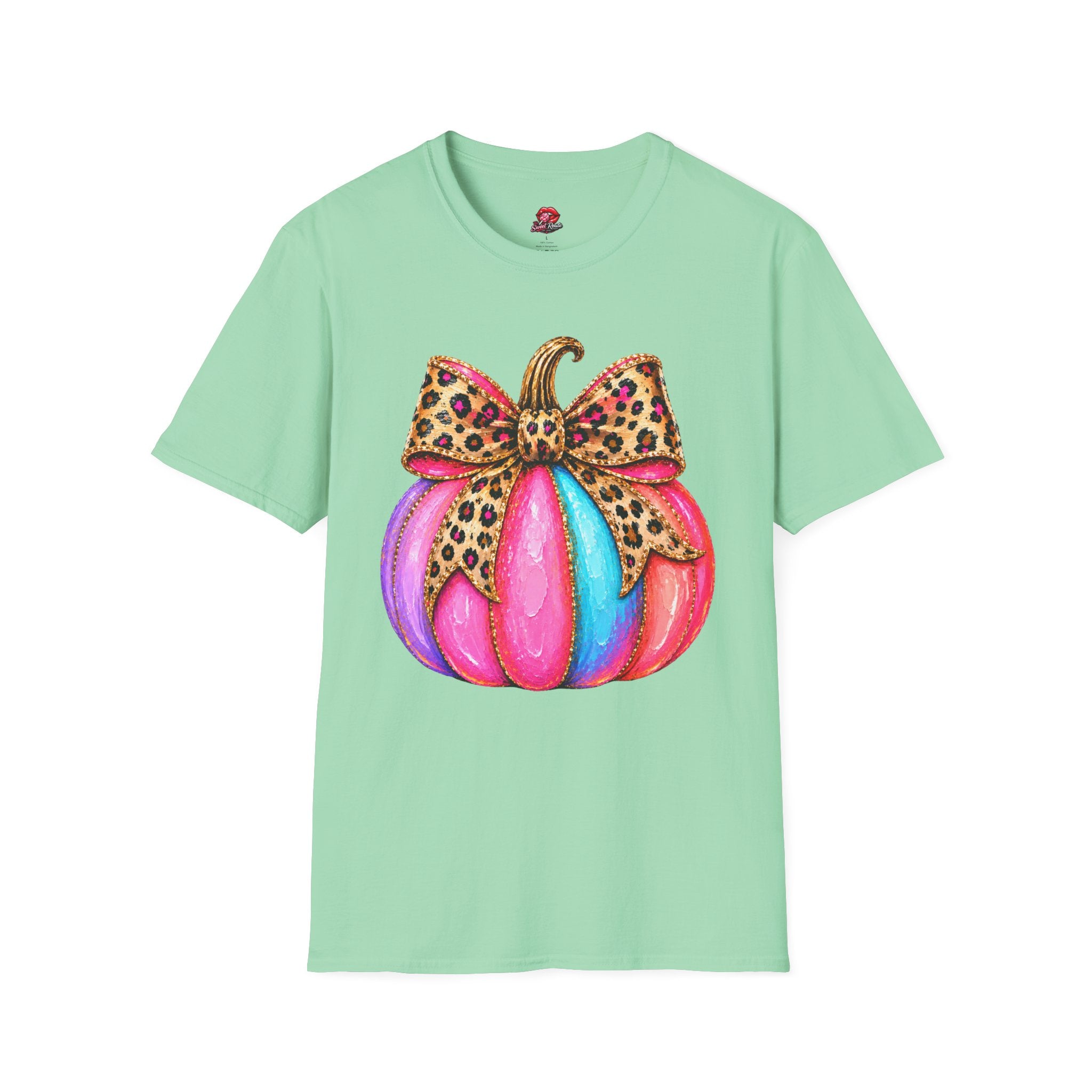 Leopard Bow Rainbow Pumpkin T-Shirt