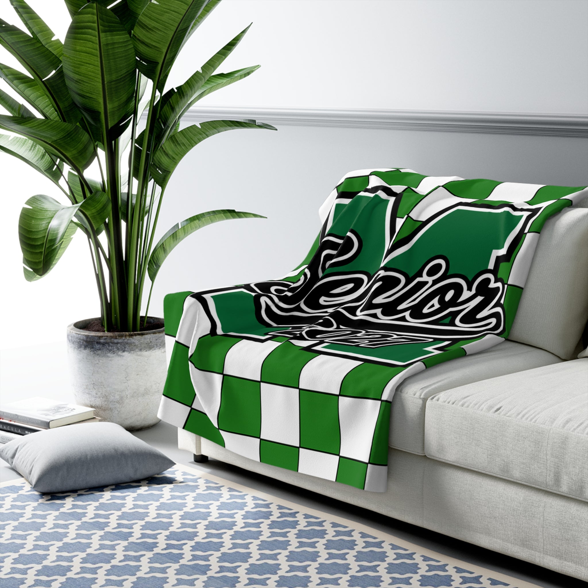 Green Checkerboard Senior Stadium Blanket