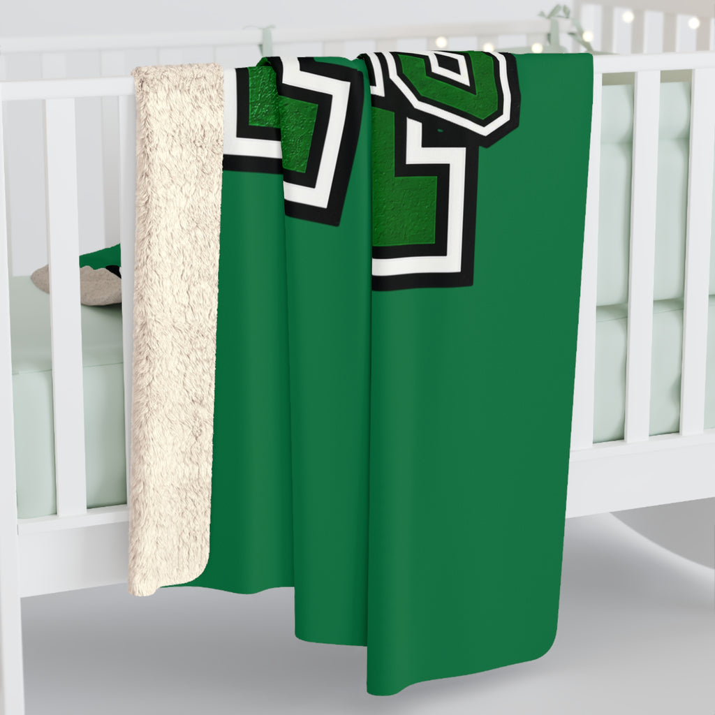 Green 'M Loboes' Sherpa Fleece Blanket