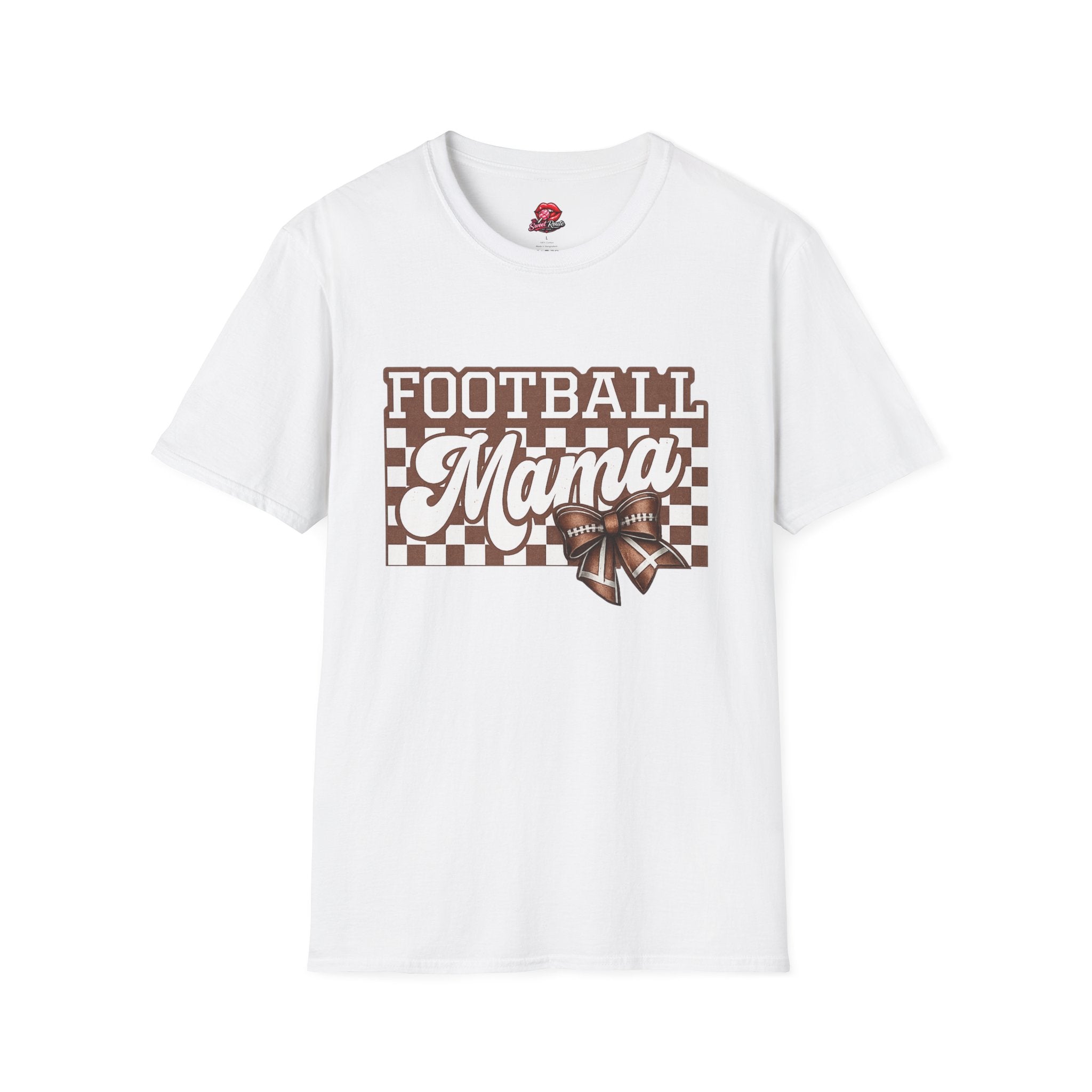 Football Mama T-Shirt | Vintage Brown Checkered Football Mom Tee | Game Day Shirt