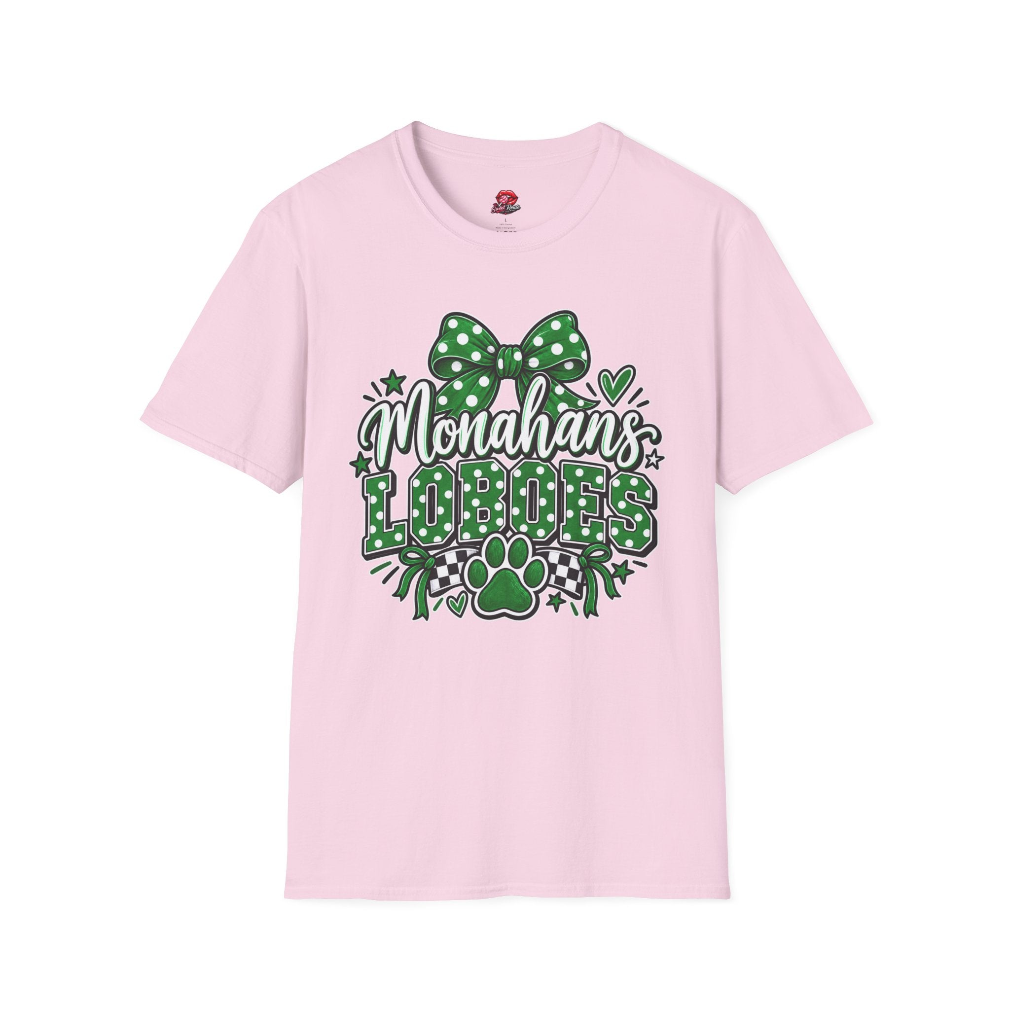 Monahan's Lobos Green Polka Dot Bow T-Shirt