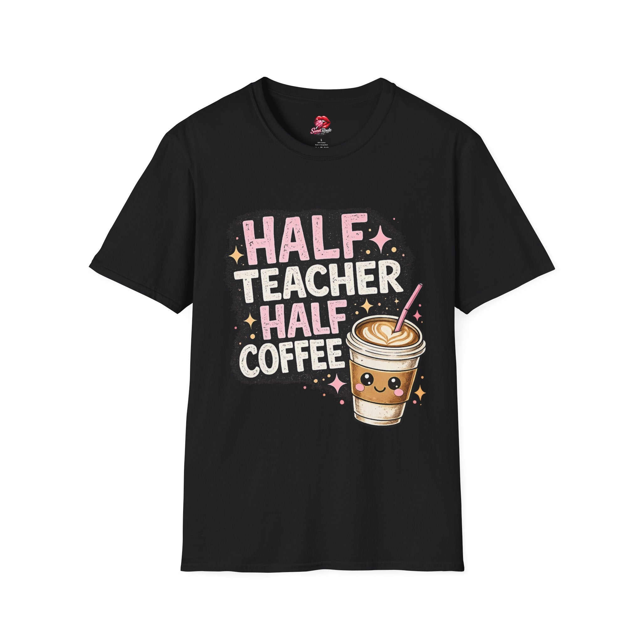 Half Teacher Half Coffee T-Shirt | Funny Teacher Coffee Shirt | Cute Caffeine Lover Tee | Teacher Appreciation Gift