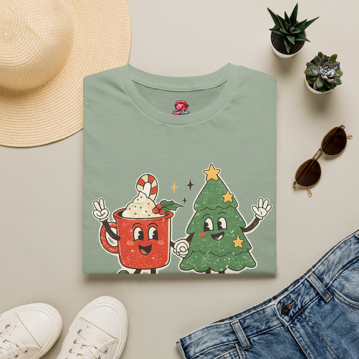 Feelin' Jolly mug and Christmas tree T-Shirt
