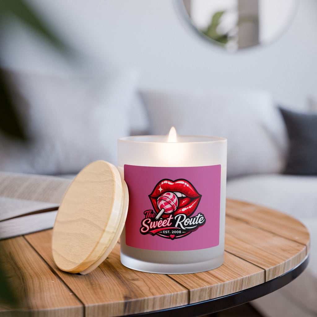 Sweet Route Frosted Glass Candle, 11oz