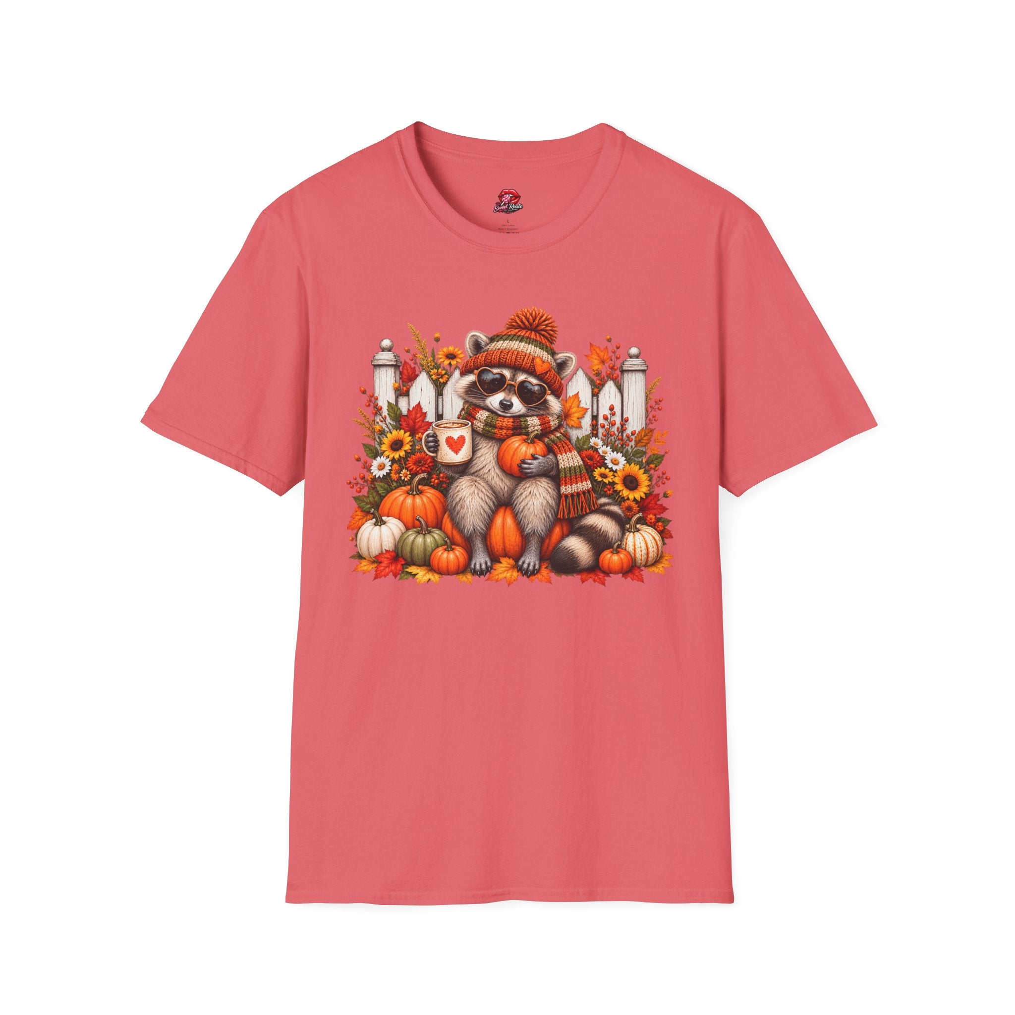 Cozy Fall Pumpkin, Sunflower RaccoonT-Shirt
