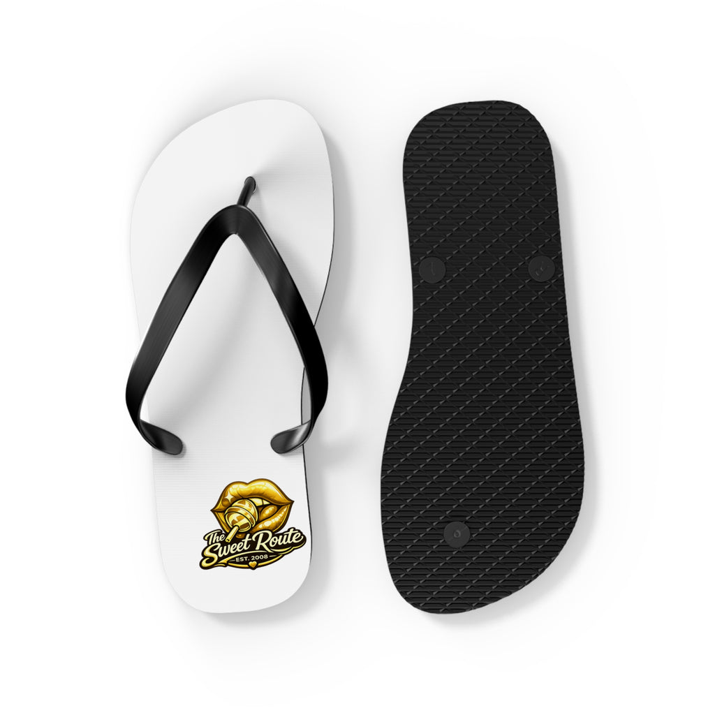 Gold Sweet Route Logo Beach Sandals