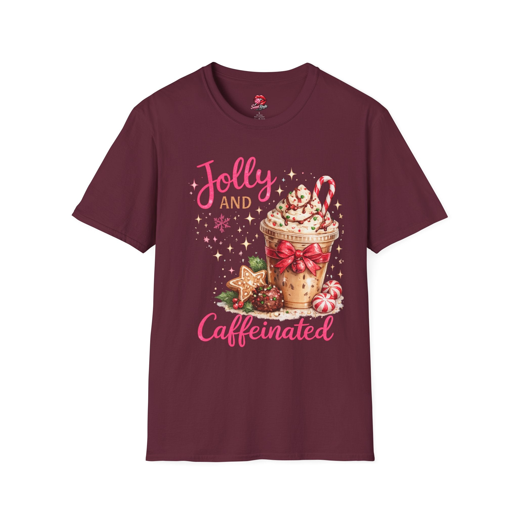 Jolly and Caffeinated Christmas T-Shirt