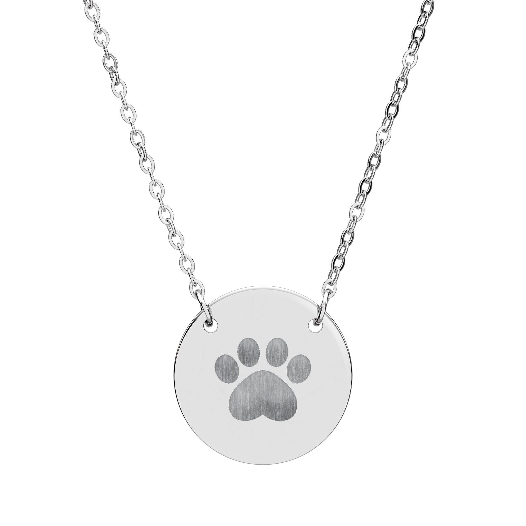 Paw Print Engraved Circle Necklace