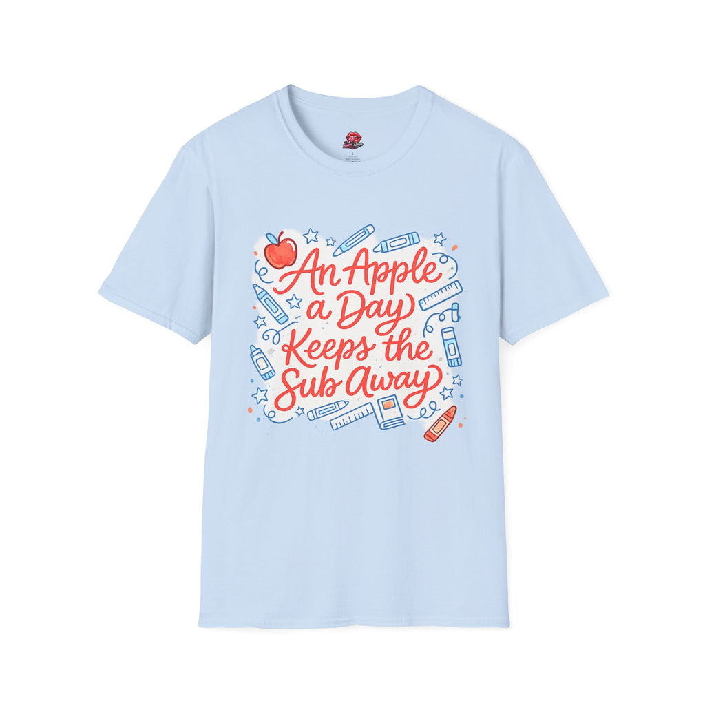 An Apple a Day Keeps the Subs Away Teacher T-Shirt | Funny Substitute Teacher Tee | Back to School Gift | Cute Classroom Graphic Shirt