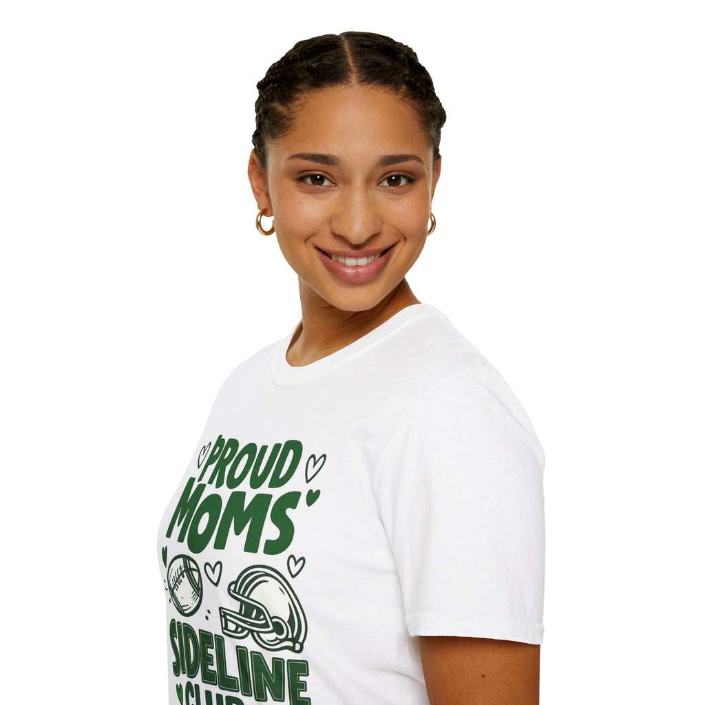 Proud Moms Sideline Club Football Mom T-Shirt | Game Day Graphic Tee | Cute Football Season Mom Shirt