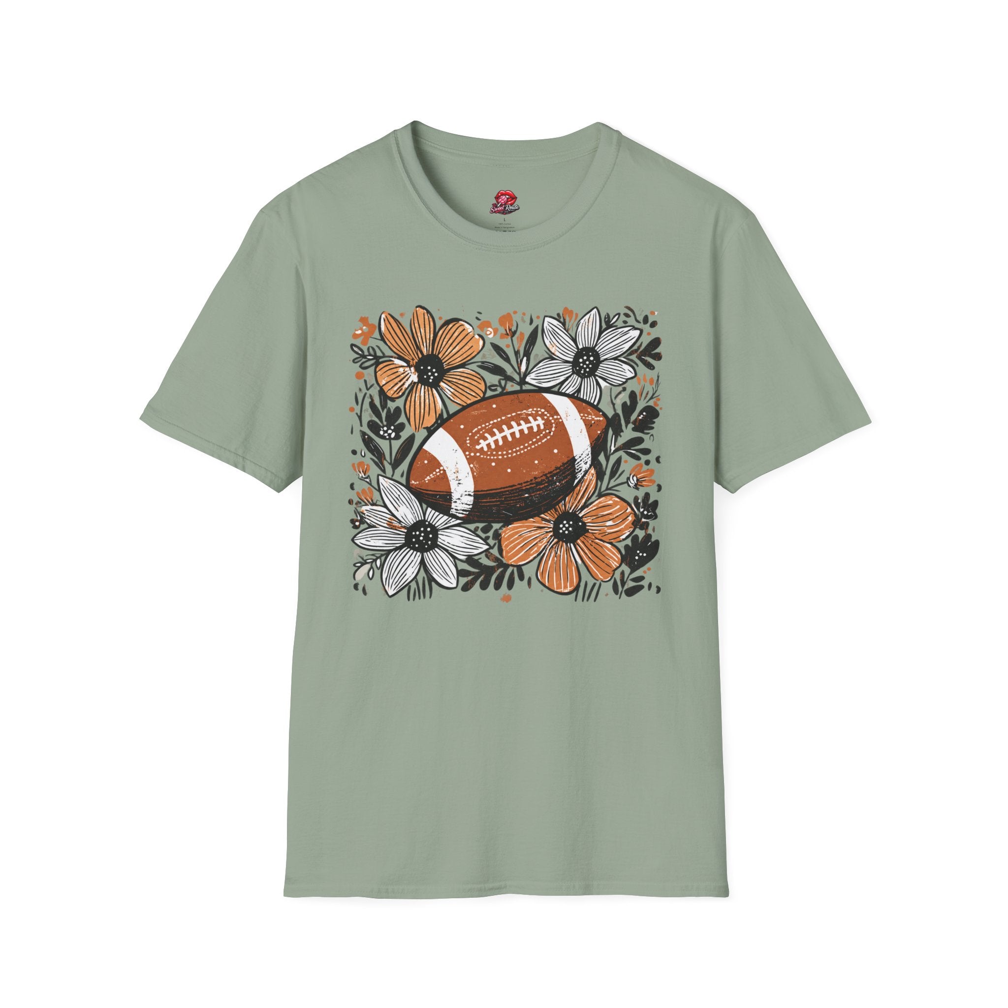 Floral Football T-Shirt — Vintage Fall Game Day Tee