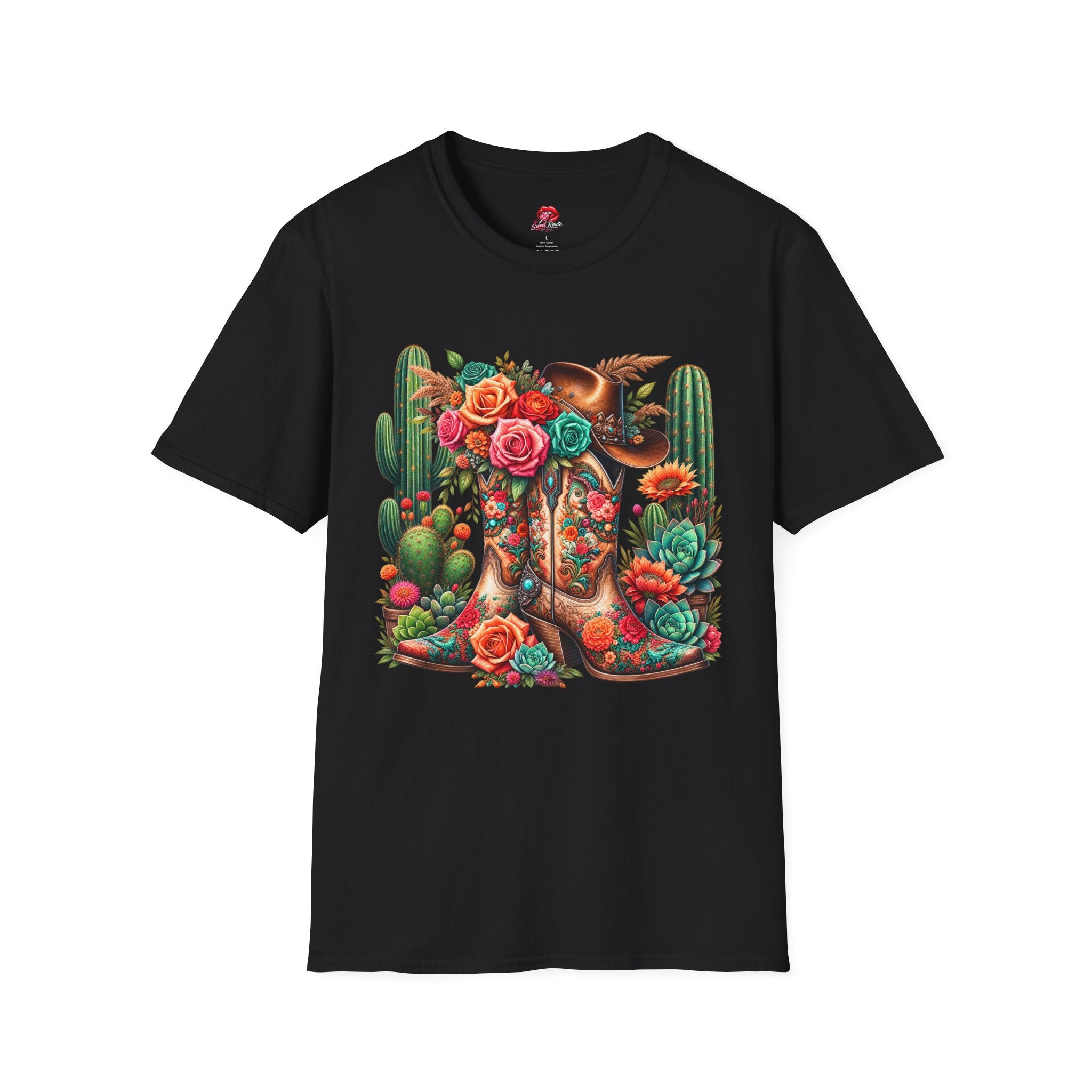 Floral Cactus Cowboy Boot T-Shirt