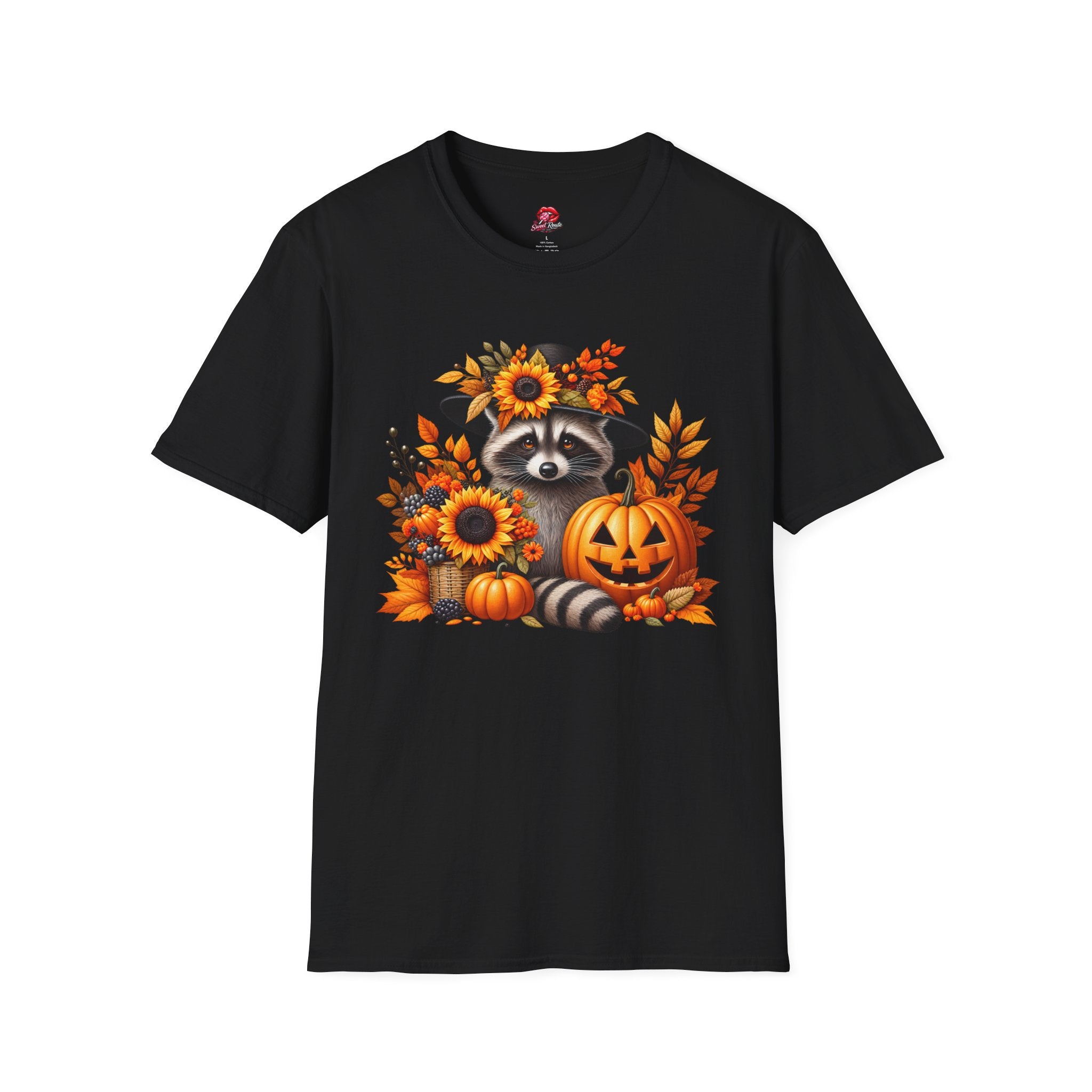 Sunflower & Autumn Leaves Raccoon Tee