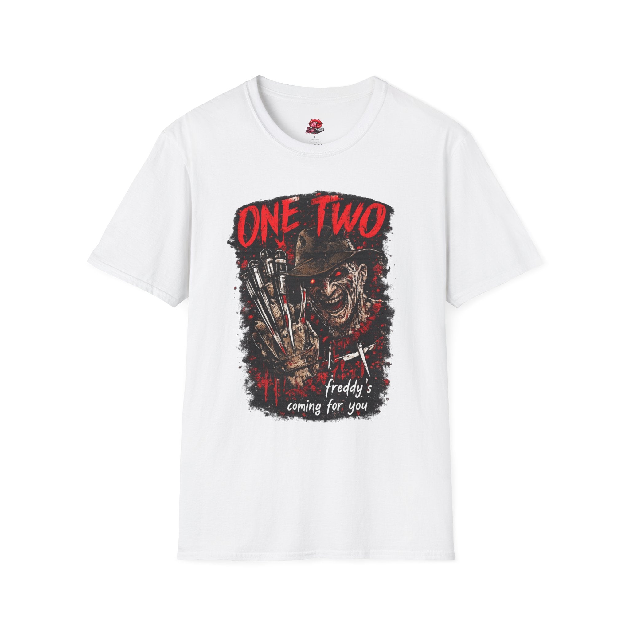 One Two Horror Graphic T-Shirt | Retro Slasher Inspired Halloween Tee | Vintage Creepy Graphic Shirt | Spooky Season Horror Fan Gift