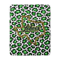 Loboes Texas Sherpa Fleece Blanket — Green Leopard Print Cozy Throw