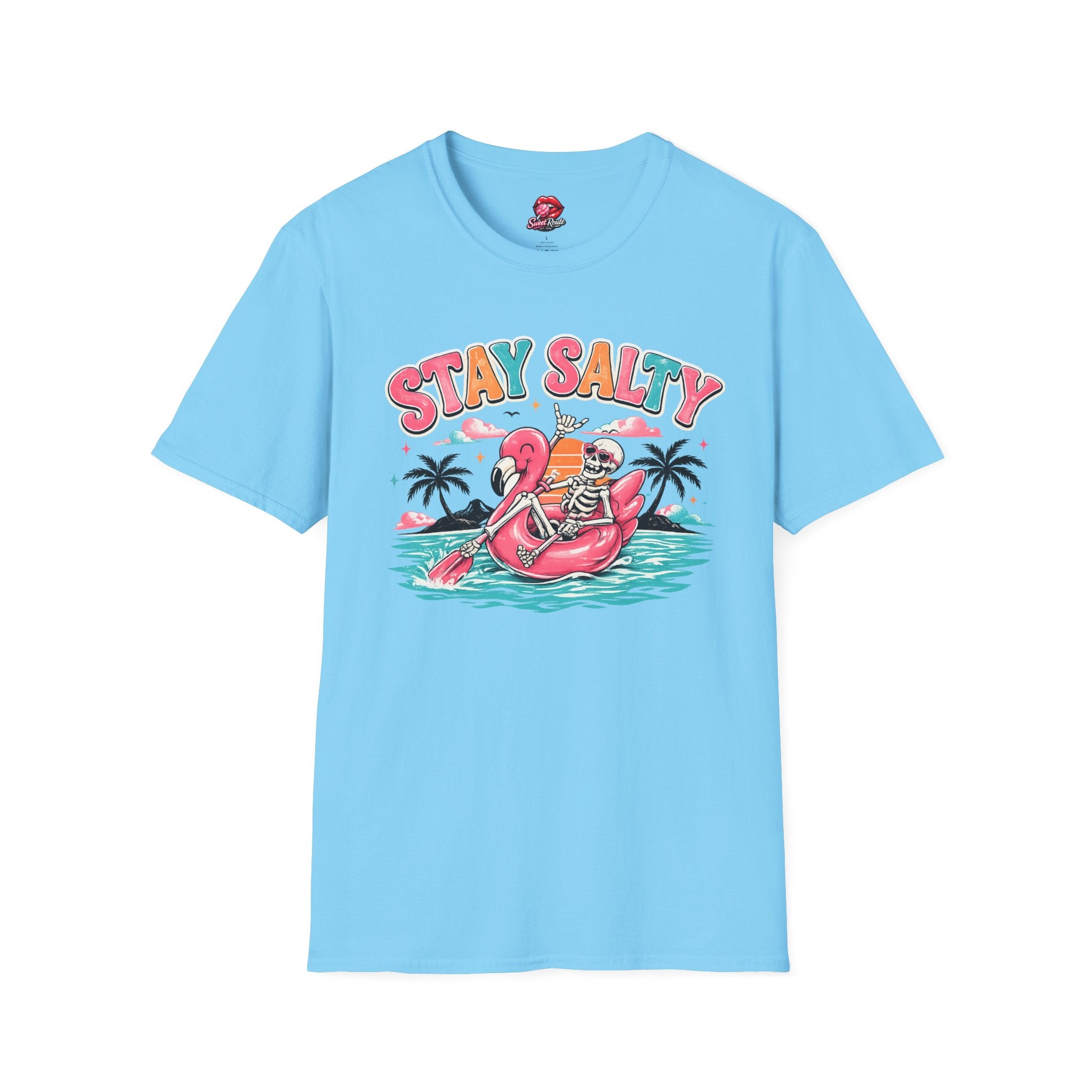 Stay Salty skeleton flamingo float T-Shirt