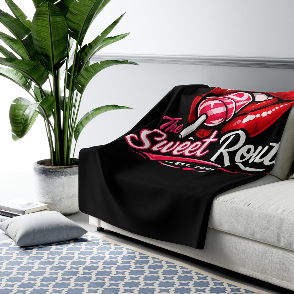 The Sweet Route Sherpa Logo Blanket