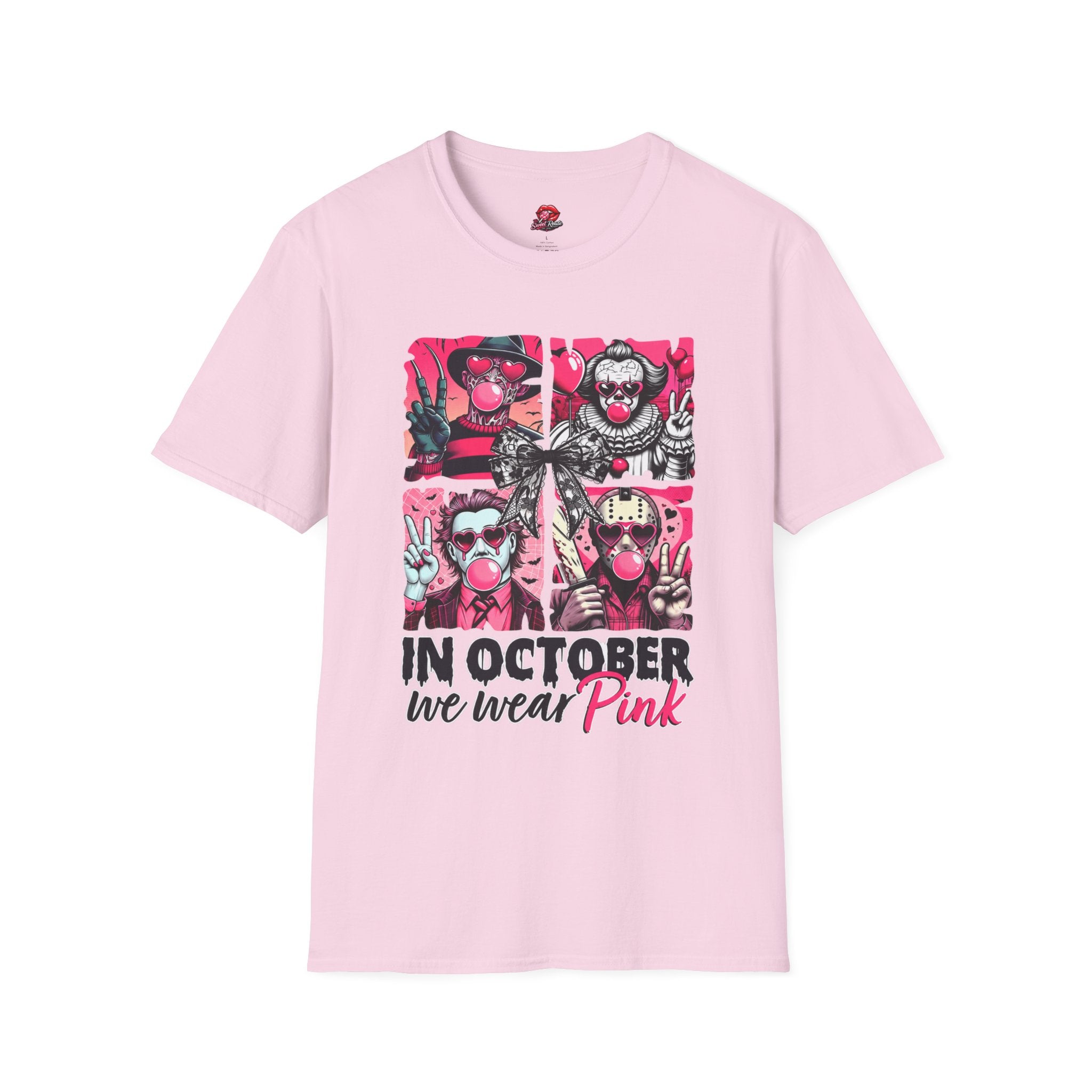 In October We Wear Pink Halloween Breast Cancer Awareness Tee
