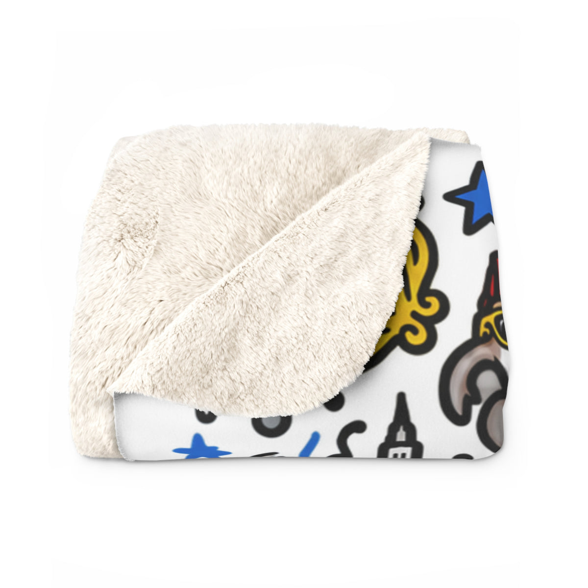 Cozy Doodle Pattern friends Sherpa Blanket
