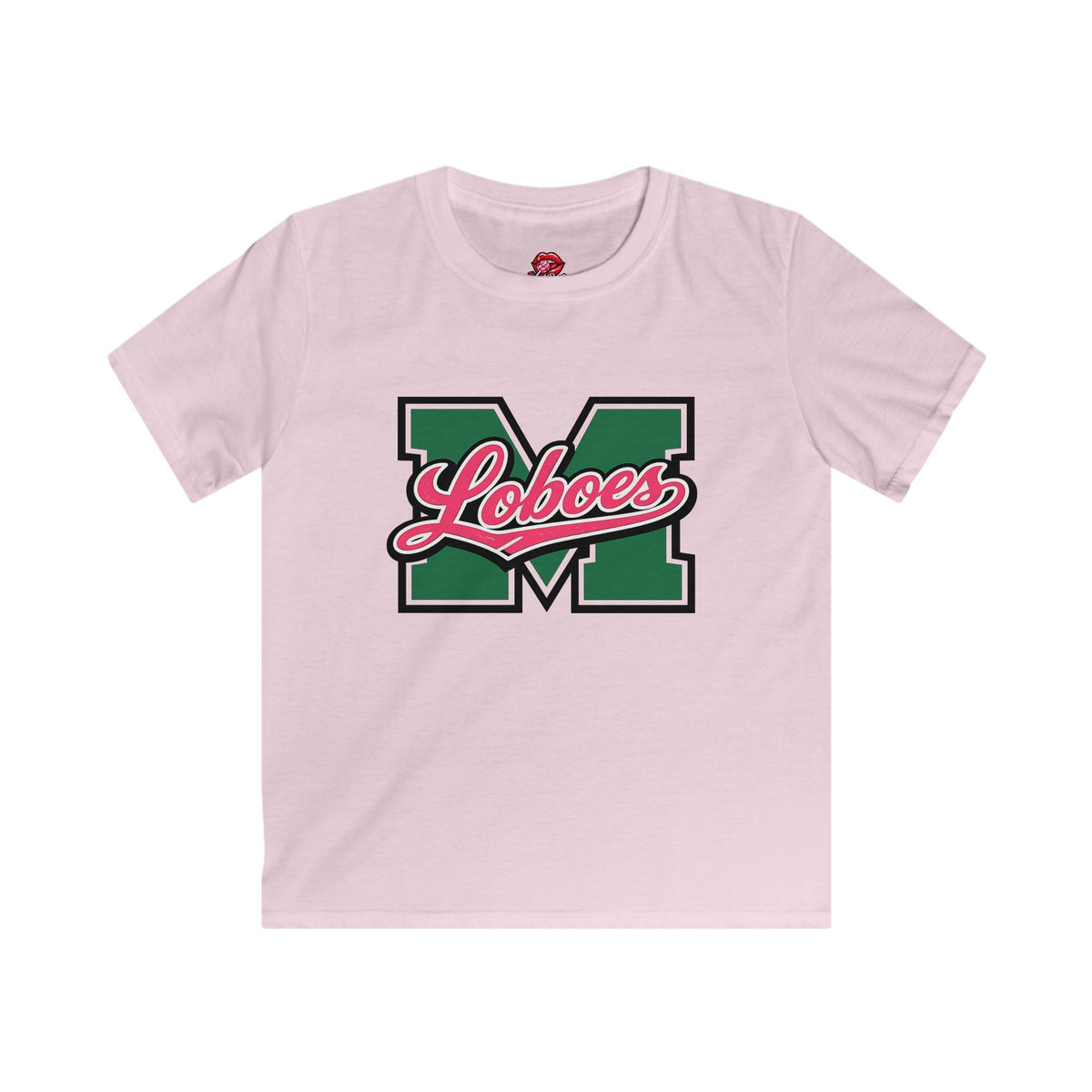 Green Block 'M' with Pink Loboes Kids Tee