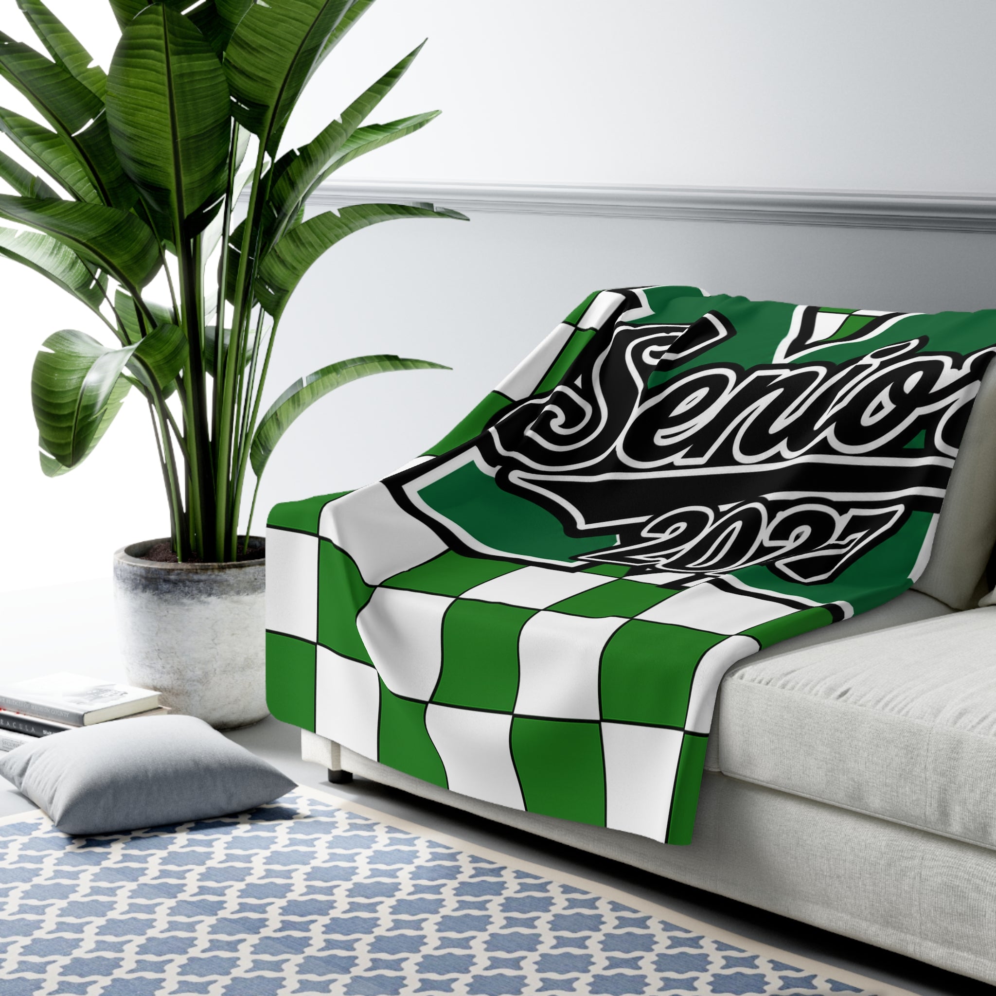 Green Checkerboard Senior Stadium Blanket