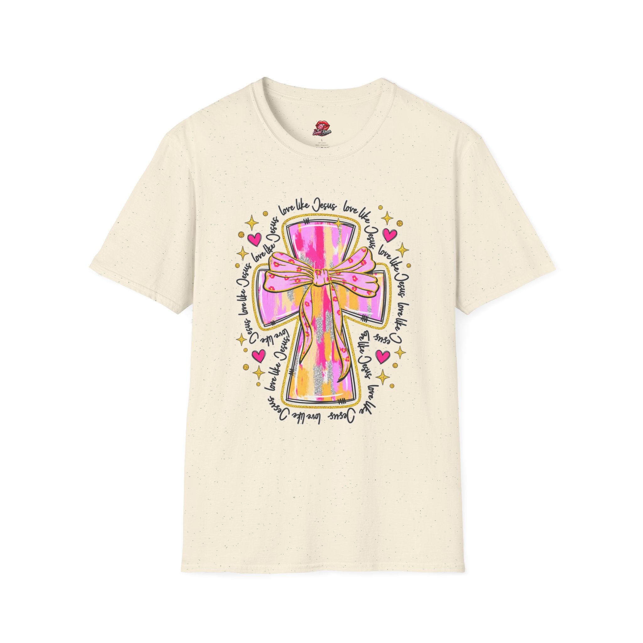 Pink Bow Love Like Jesus Cross Tee
