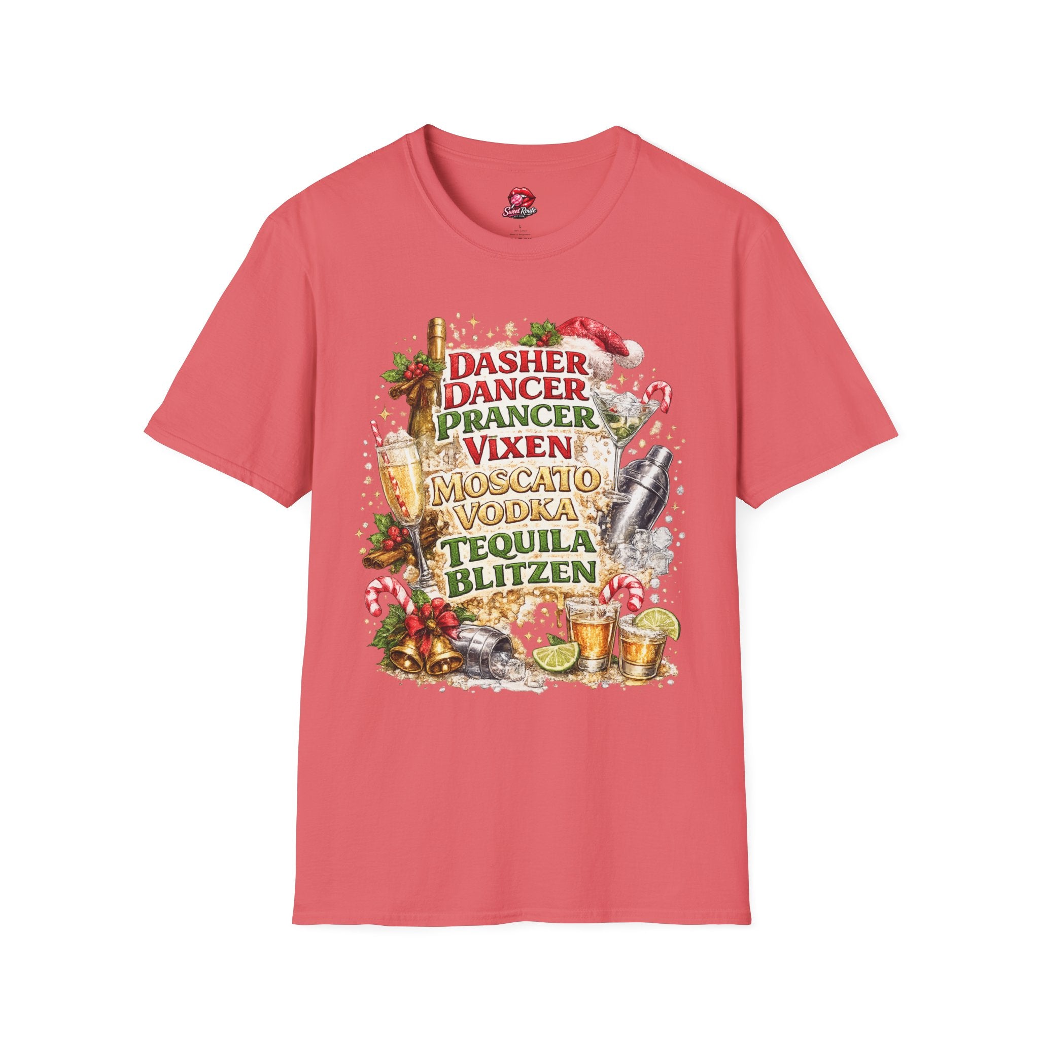 Dasher Dancer Prancer Vixen Moscato Vodka T-Shirt