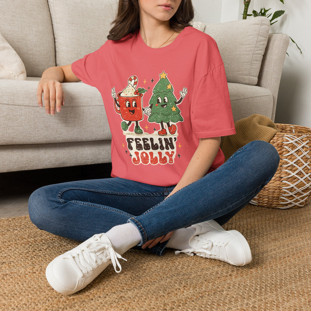 Feelin' Jolly mug and Christmas tree T-Shirt