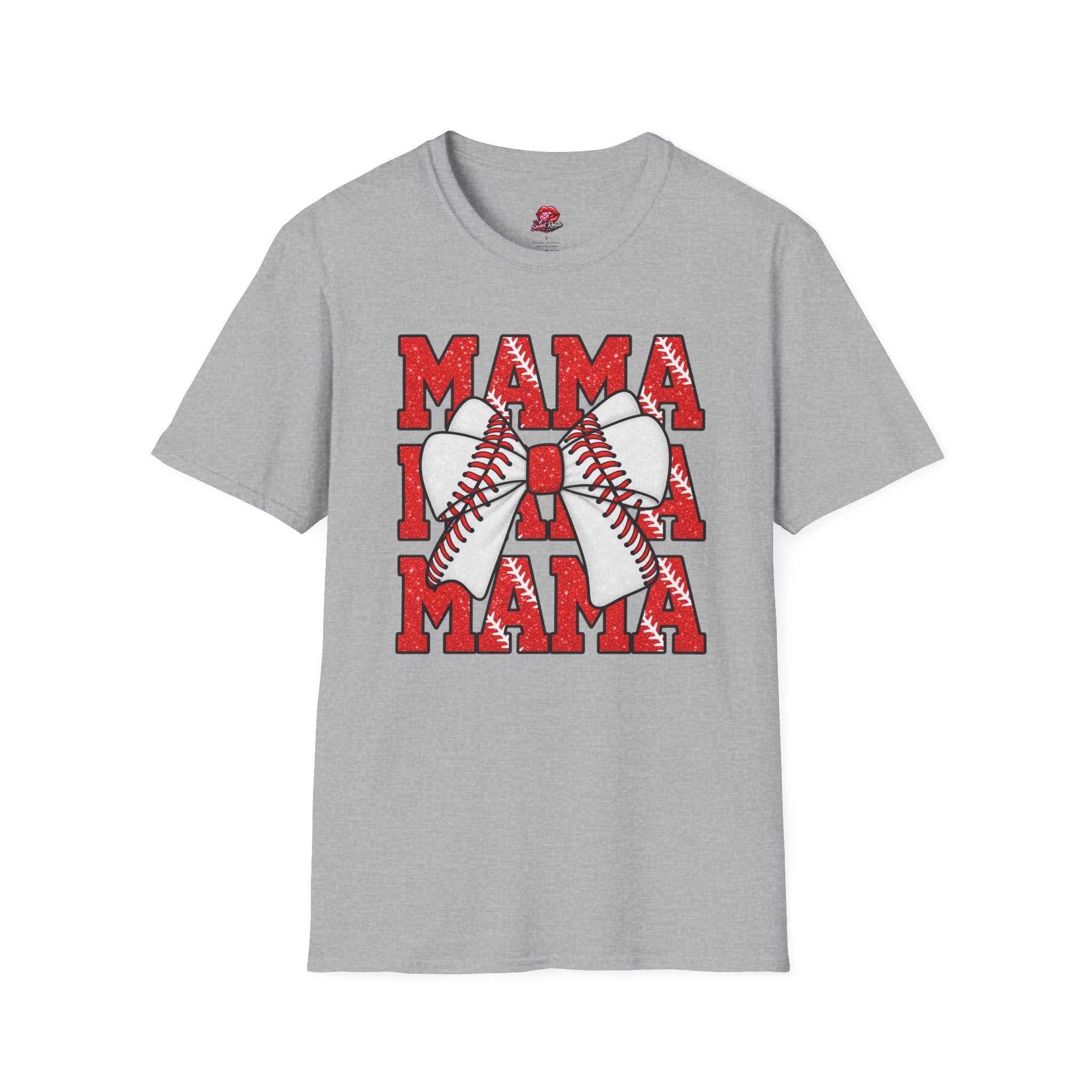 Red Glitter Baseball Mom Tee