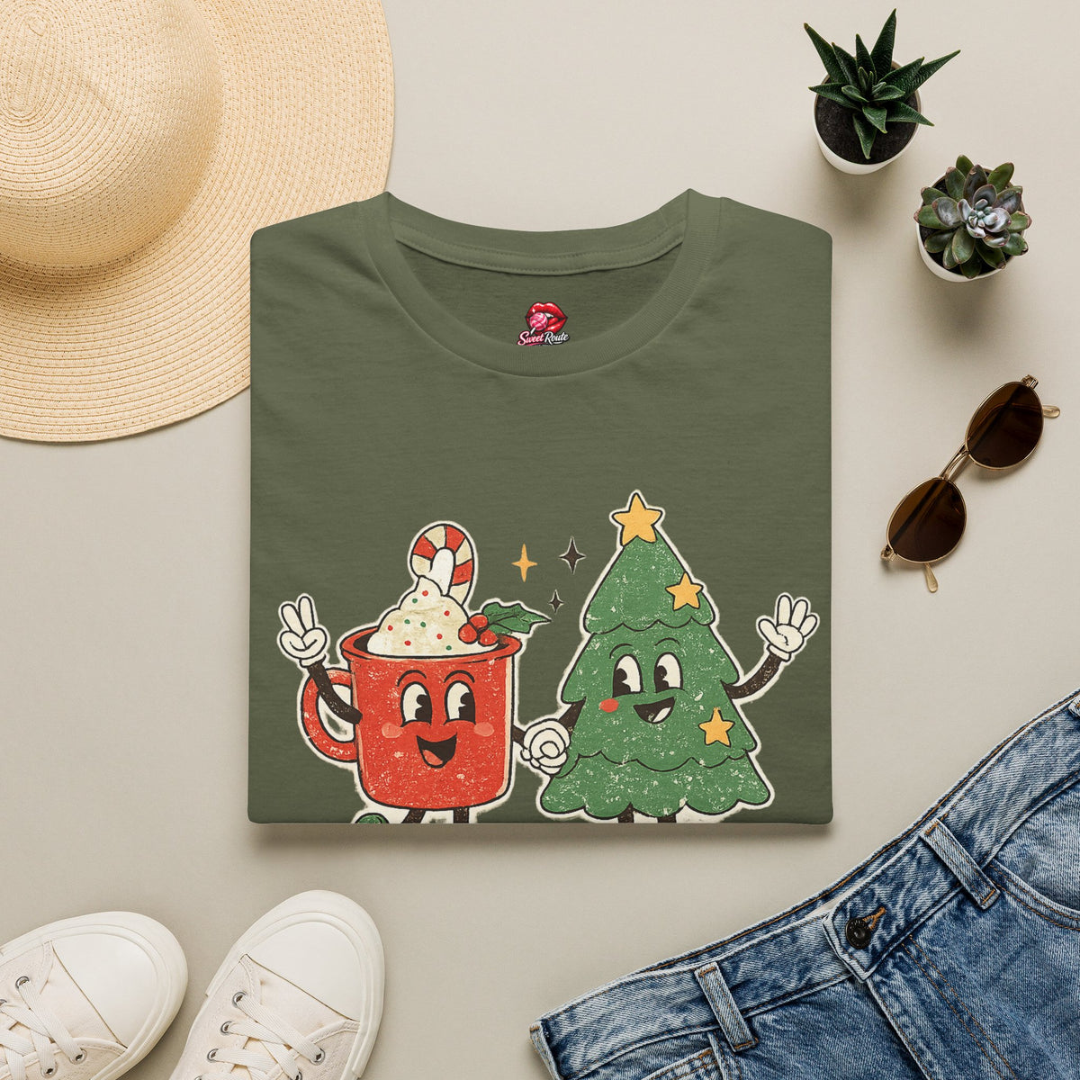 Feelin' Jolly mug and Christmas tree T-Shirt