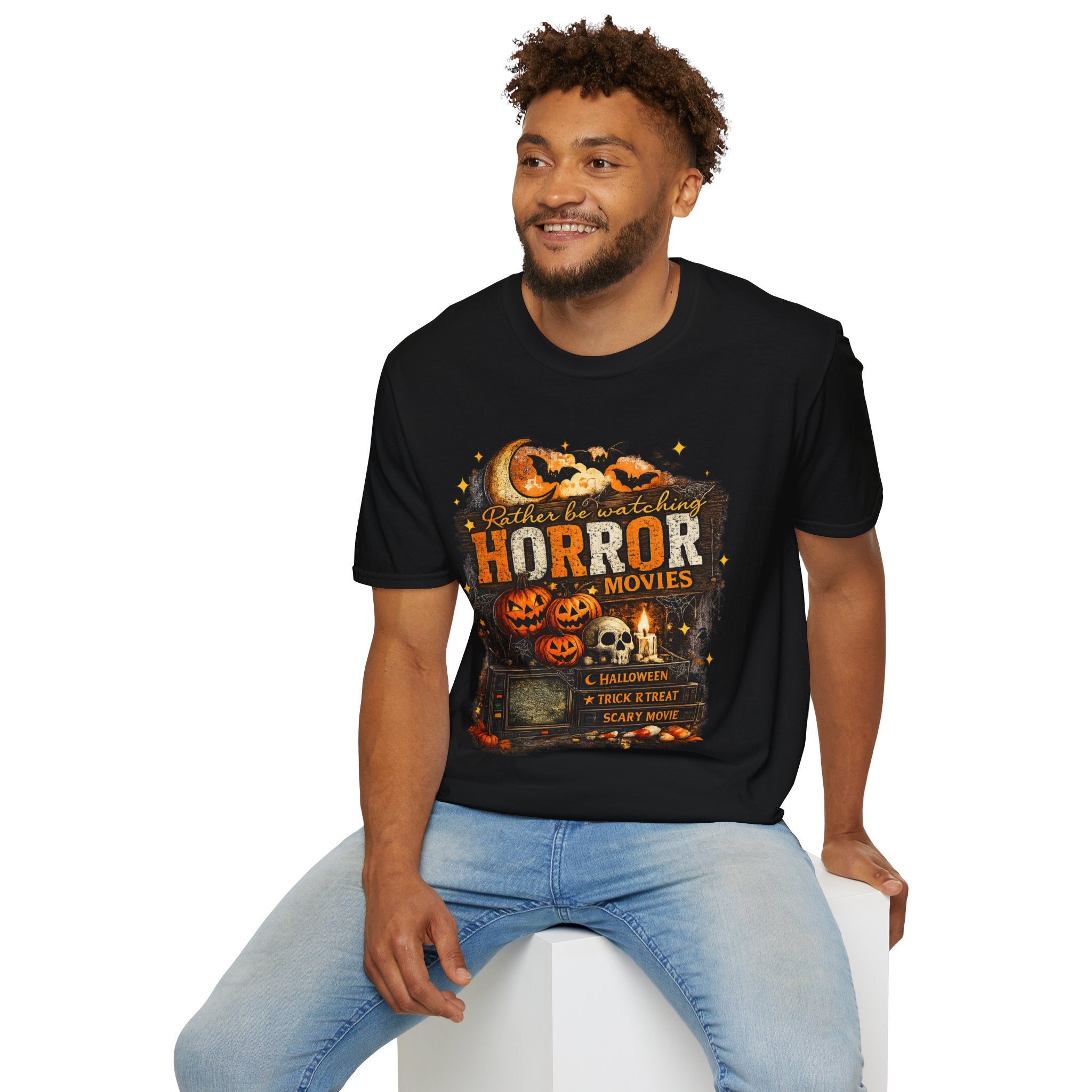 Rather Be Watching Horror Movies T-Shirt | Funny Halloween Shirt | Horror Movie Lover Tee | Spooky Season Graphic Tee | Scary Movie Gift