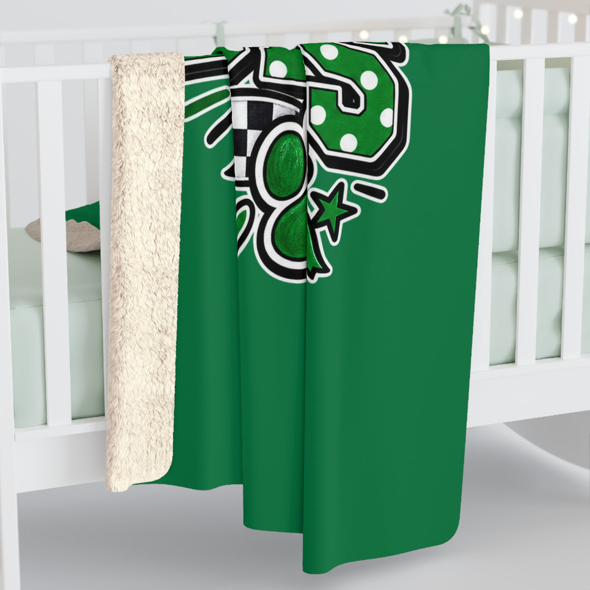 Monahans Loboes Sherpa Fleece Blanket – Green Paw Print Team Throw