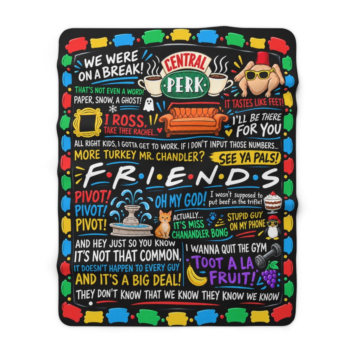 Friends Quote Sherpa Fleece Blanket