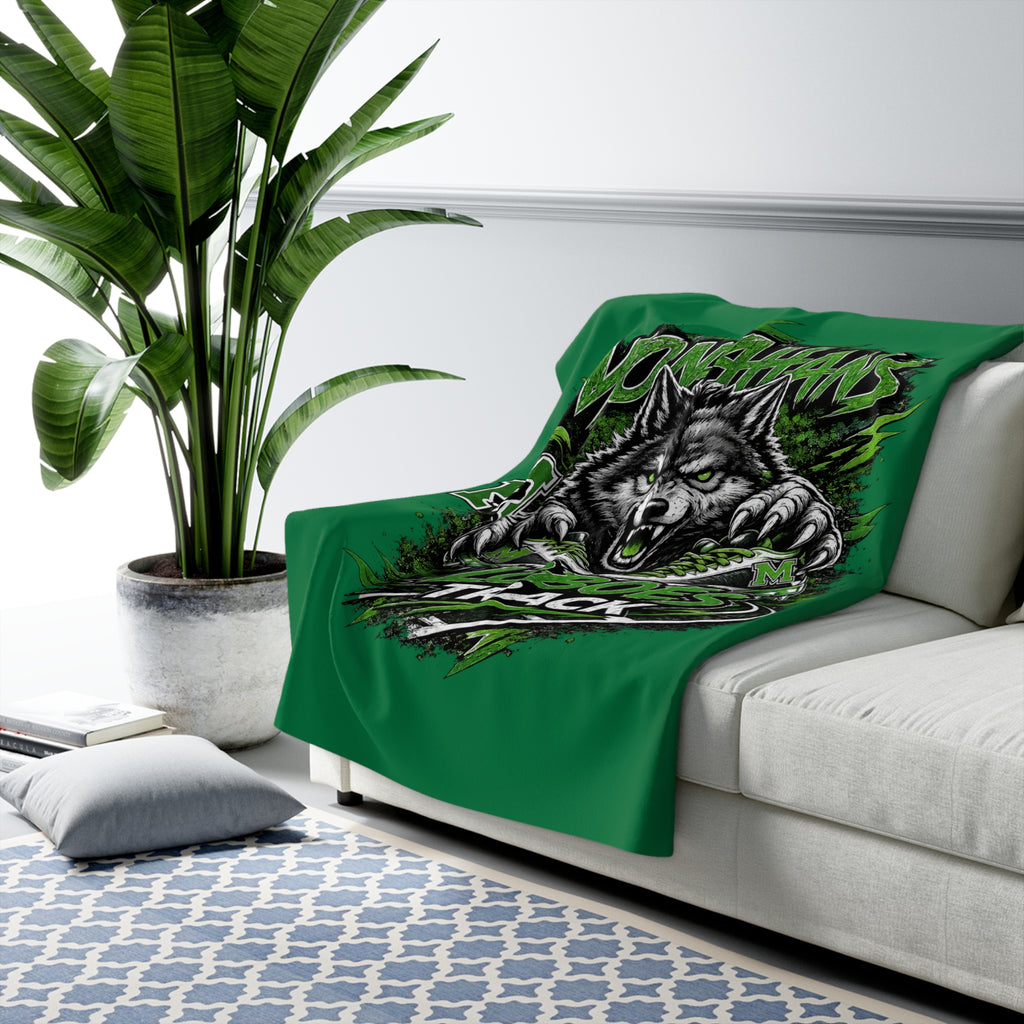 Monahans Loboes Track Sherpa Fleece Blanket