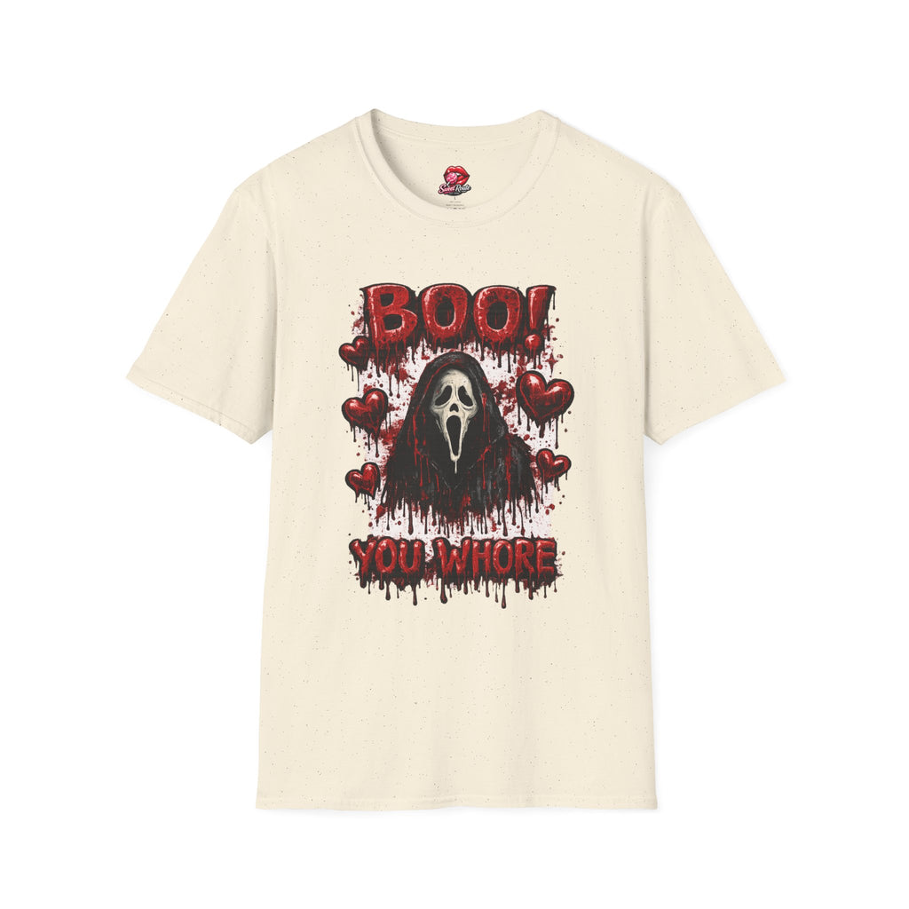BOO Ghost Face Horror T-Shirt | Bloody Hearts Halloween Shirt | Cute Horror Movie Tee | Spooky Season Graphic Tee | Slasher Fan Gift