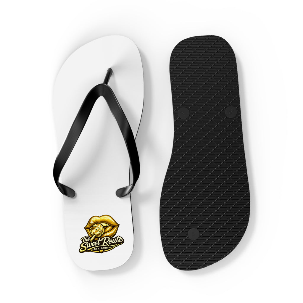 Gold Sweet Route Logo Beach Sandals