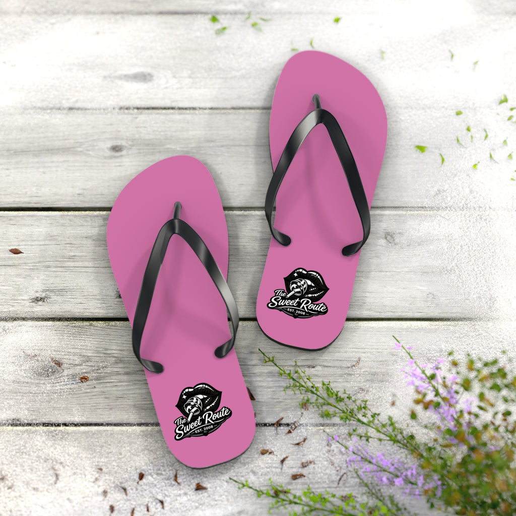 Pink Sweet Route Logo Beach Sandals