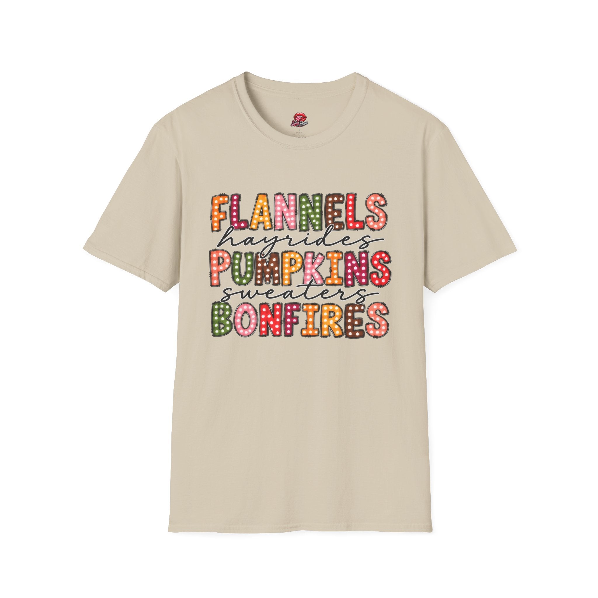 Flannels Hayrides Pumpkins Sweaters Bonfires Tee