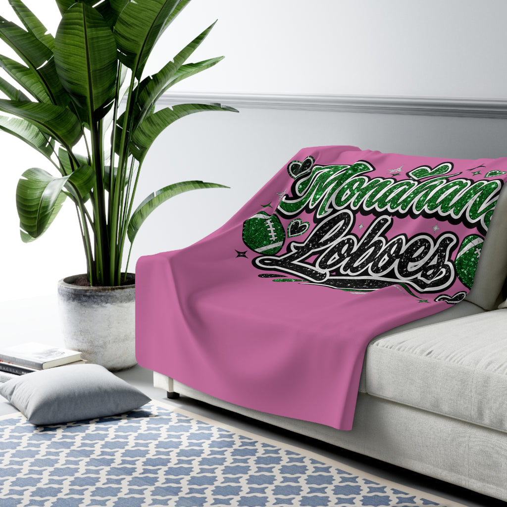 Monahan's Loboes Sherpa Fleece Blanket — Pink Team Spirit Throw