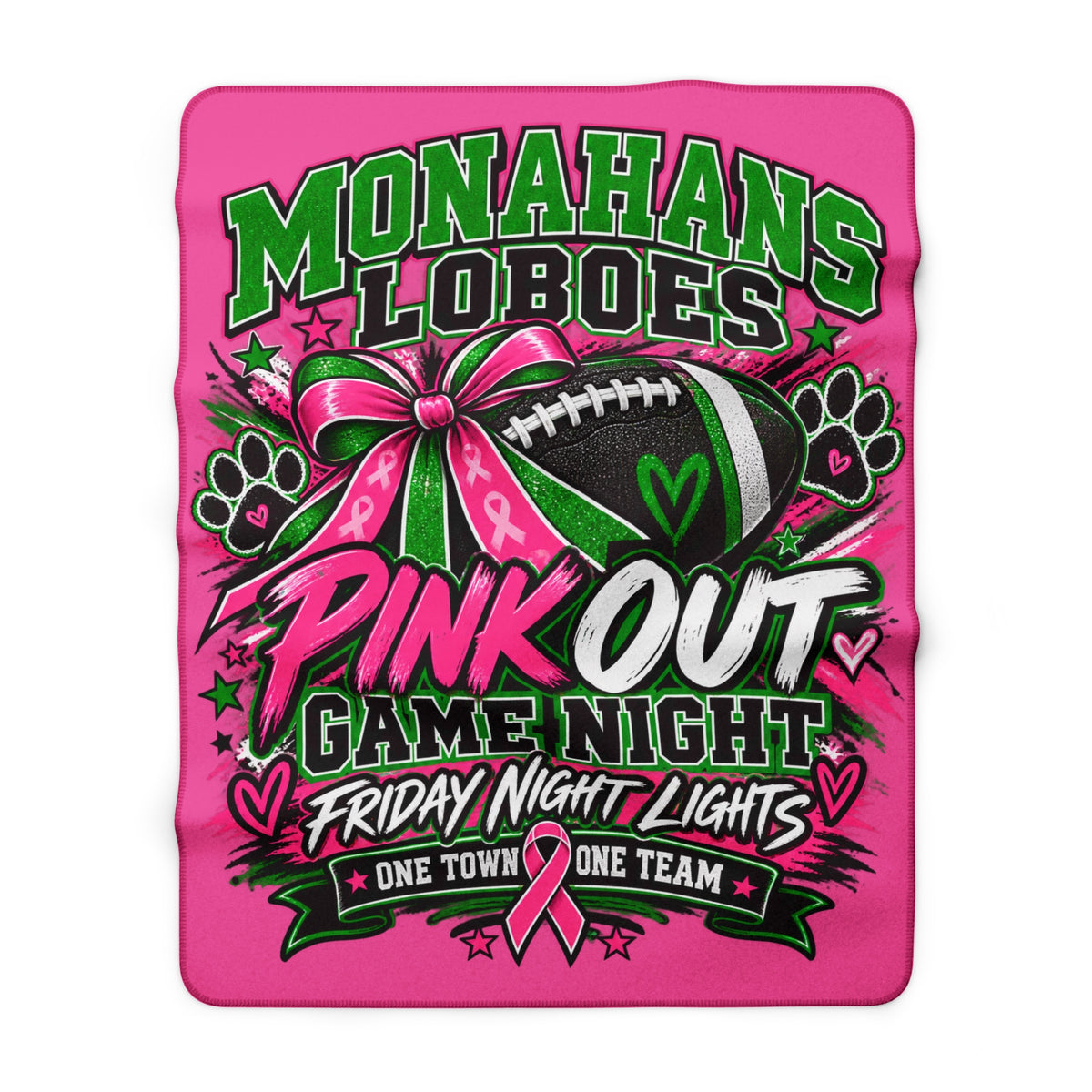 Monahans Loboes Pink Out Game Night Sherpa Blanket