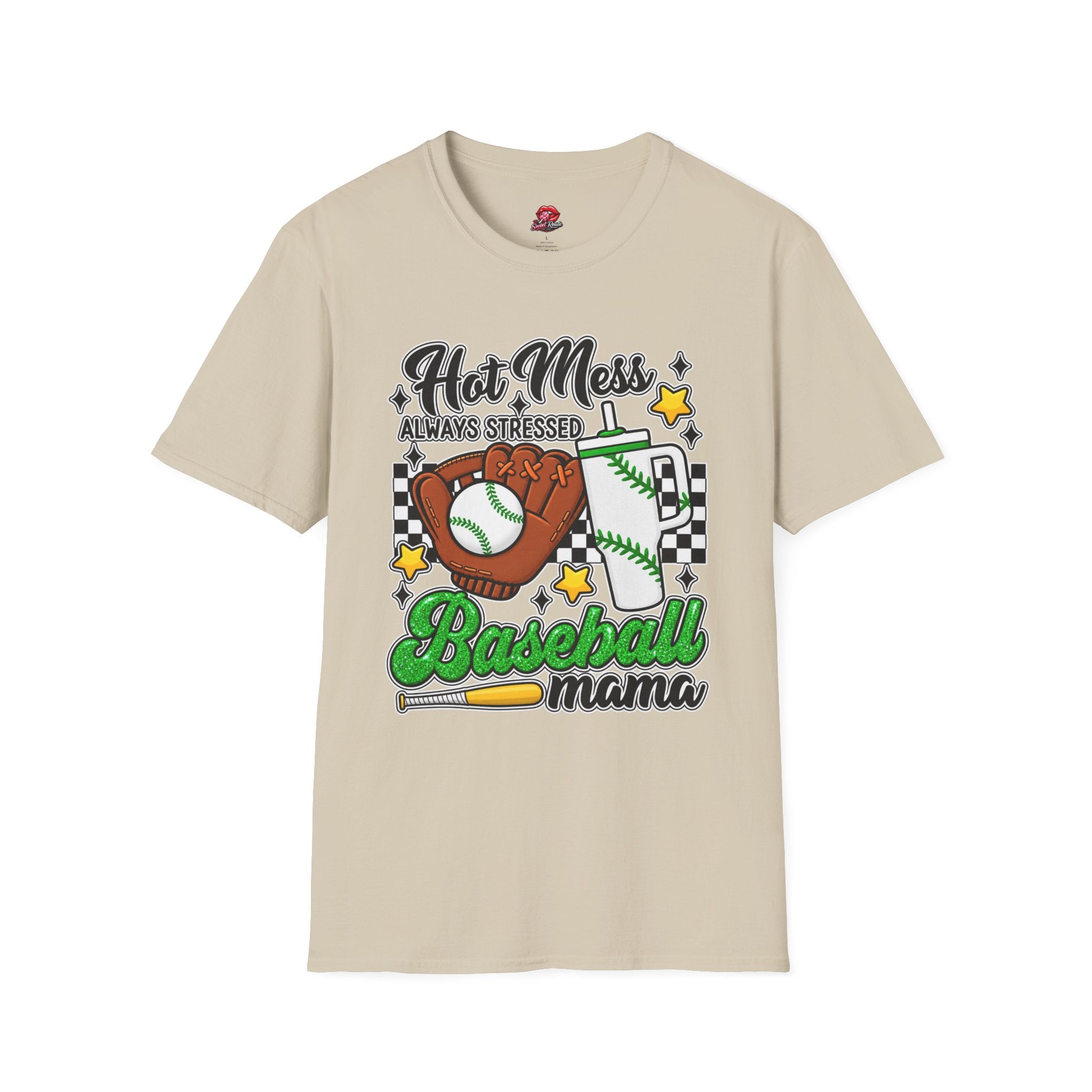 Hot Mess Always Stressed Baseball Mom Tee