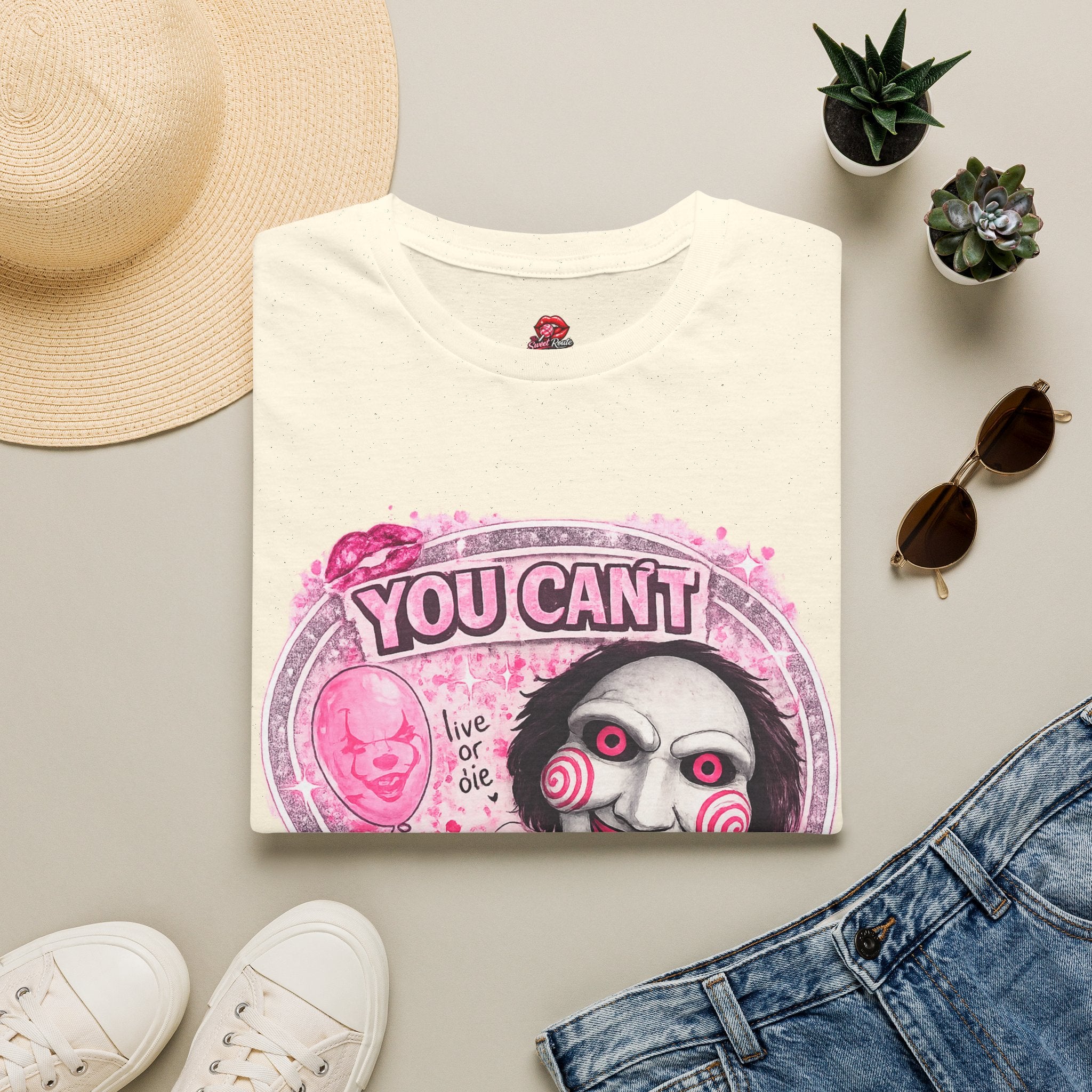 You Can’t Play With Us Horror T-Shirt | Pink Jigsaw Doll Inspired Graphic Tee | Cute Spooky Halloween Shirt