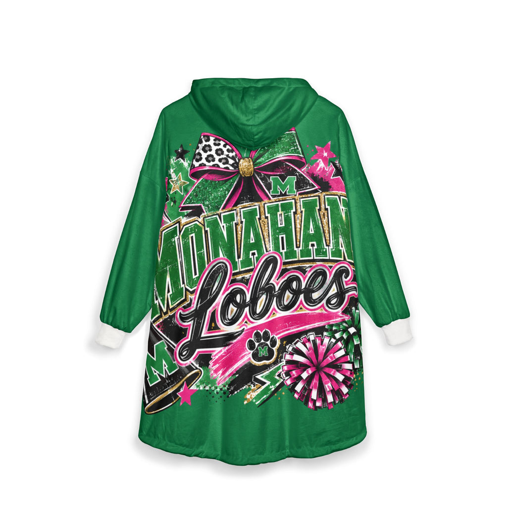 Monahan Loboes Hooded Cheer Blanket — Green Team Spirit Sherpa Cloak