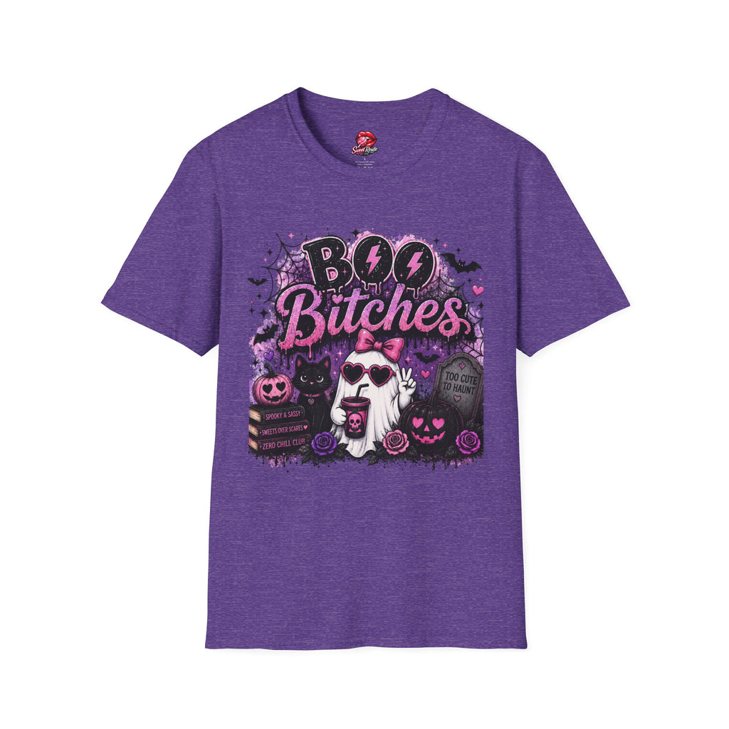Boo Bitches Halloween T-Shirt | Funny Ghost Graphic Tee | Cute Purple Halloween Tee | Witchy Fall Gift