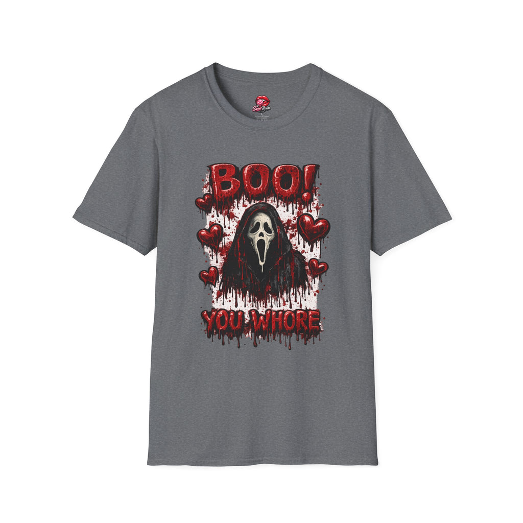BOO Ghost Face Horror T-Shirt | Bloody Hearts Halloween Shirt | Cute Horror Movie Tee | Spooky Season Graphic Tee | Slasher Fan Gift