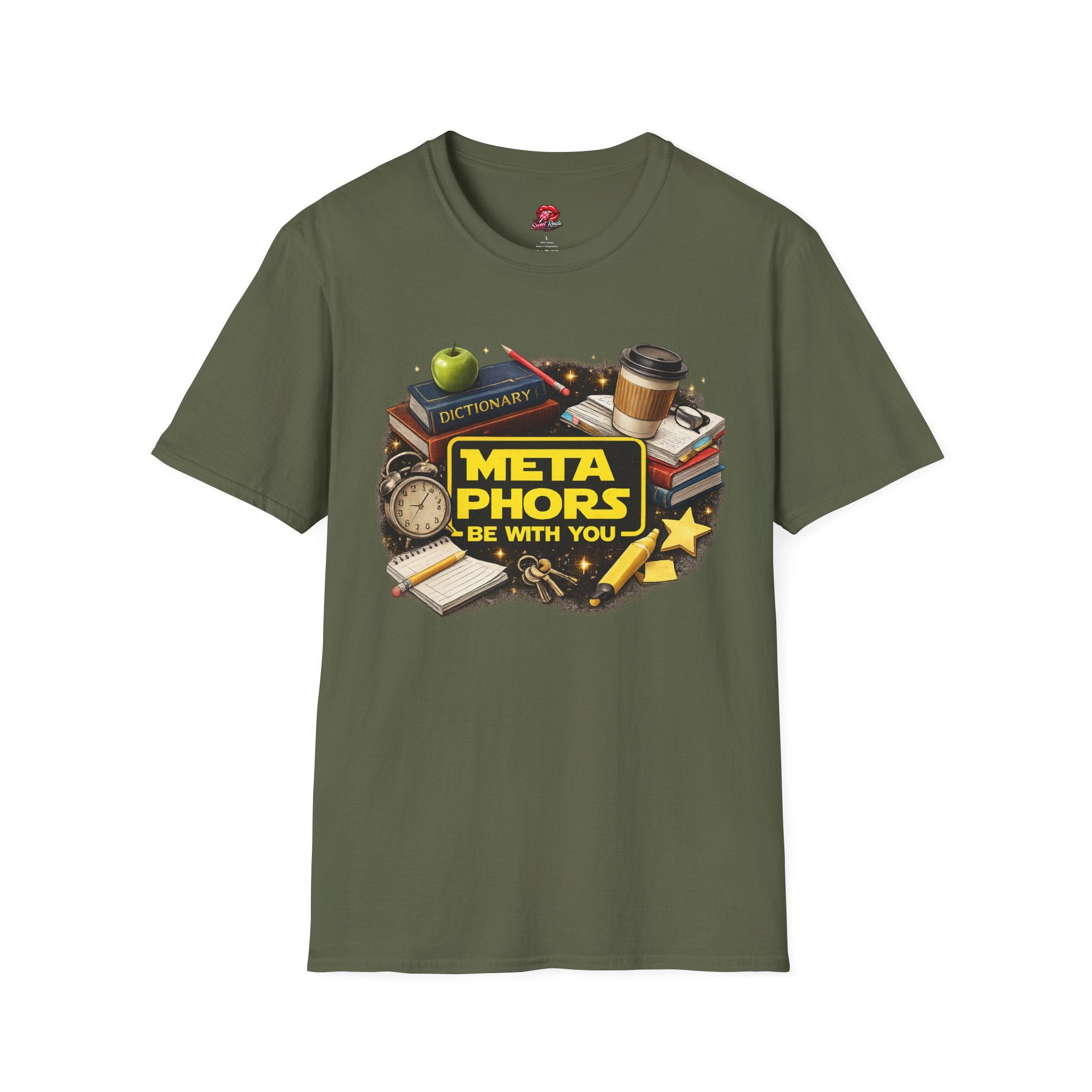 Metaphors Be With You T-Shirt | Funny English Teacher Shirt | Literary Wordplay Tee | Book Lover Gift | Reading & Writing Graphic Tee
