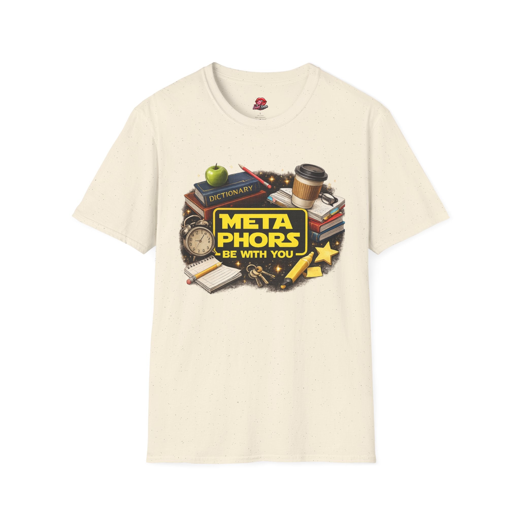 Metaphors Be With You T-Shirt | Funny English Teacher Shirt | Literary Wordplay Tee | Book Lover Gift | Reading & Writing Graphic Tee